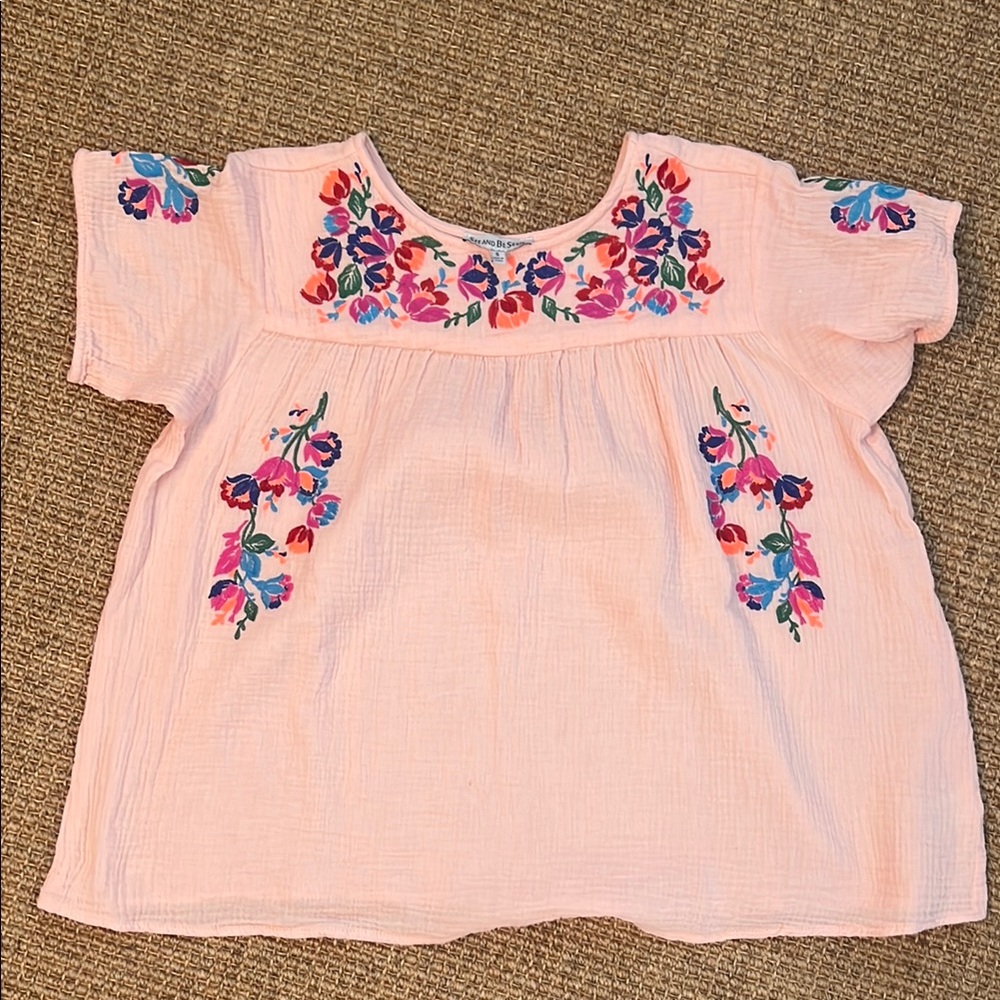See and Be Seen Pink Embroidered Floral Blouse